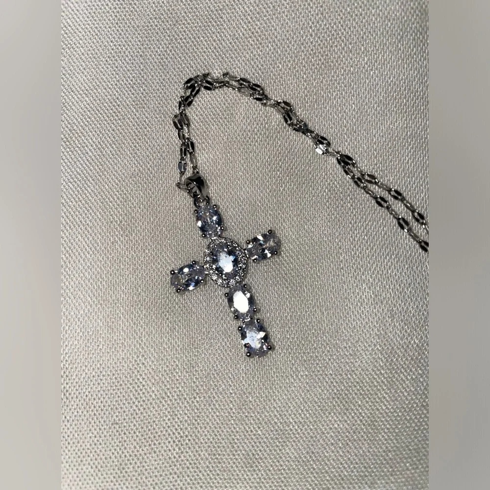 Silver & Stones Cross Necklace
